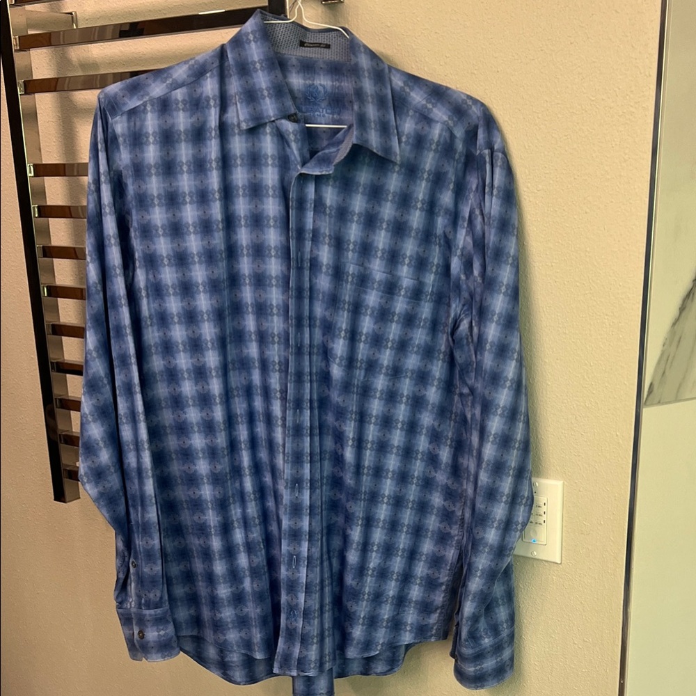 Bugatchi Navy Plaid Button Down Shirt